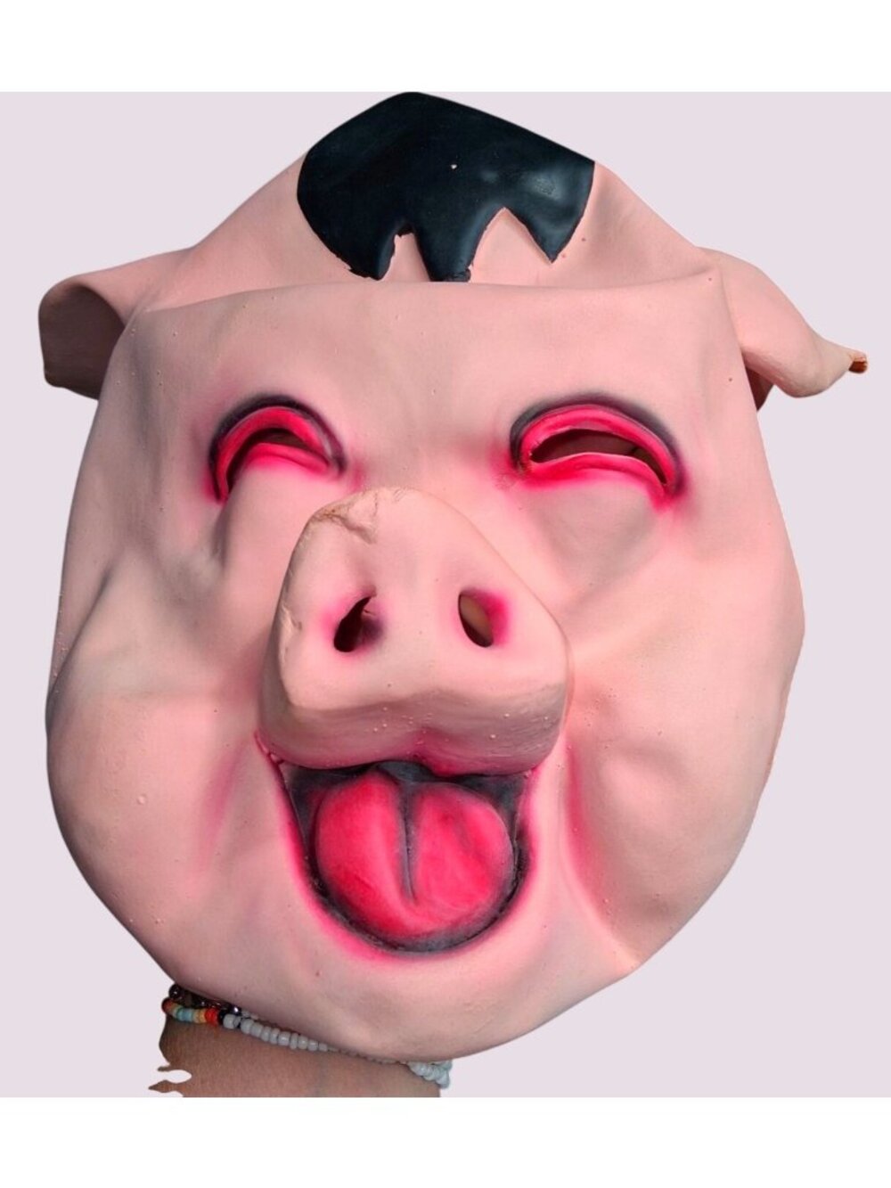 Vintage Pig Mask Tongue Out - Latex Rubber Halloween Costume Prop•SANTA